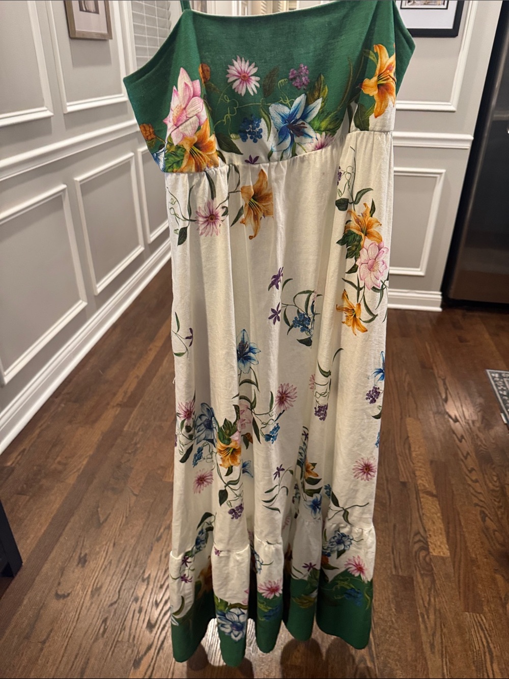 Rachel Zoe Green and Cream Floral Maxi Dress